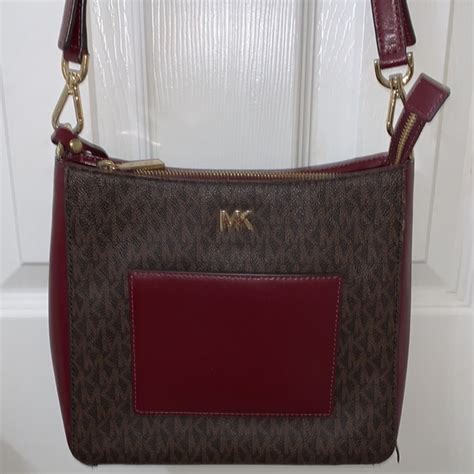 Michael Kors Gloria Pocket Swing Crossbody Bag Oxblood Leather